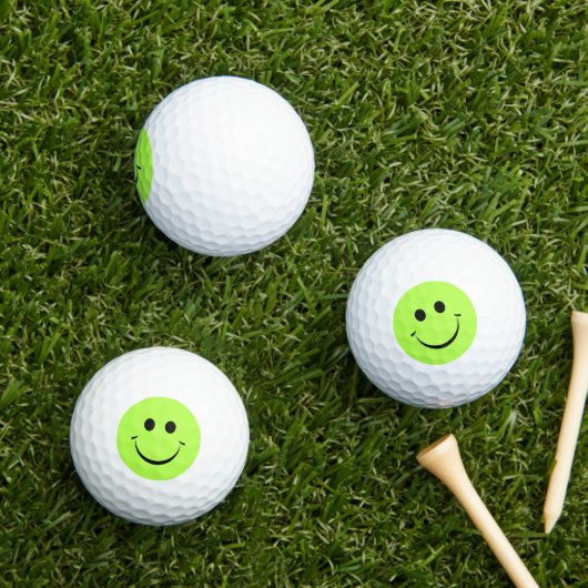 Lime Green Happy Face Golfballen (Insitu Gras)