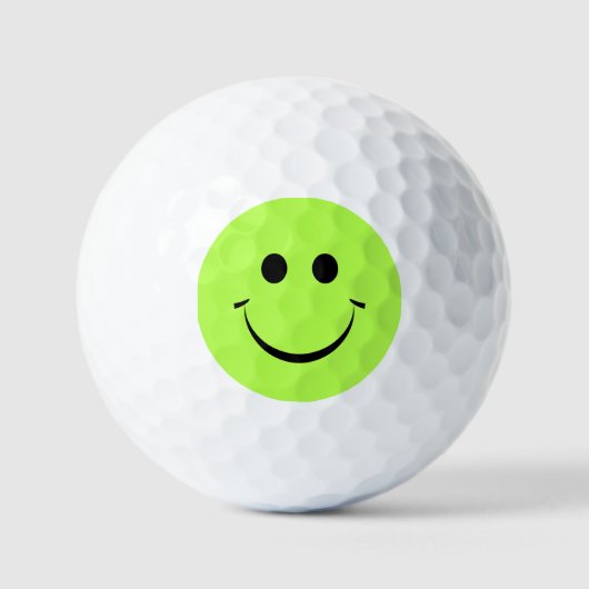 Lime Green Happy Face Golfballen (Voorkant)