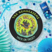 Lime green Happy Halloween Papieren Bordje (Feest)