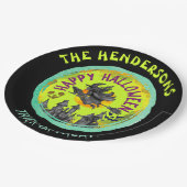 Lime green Happy Halloween Papieren Bordje (Gekanteld)