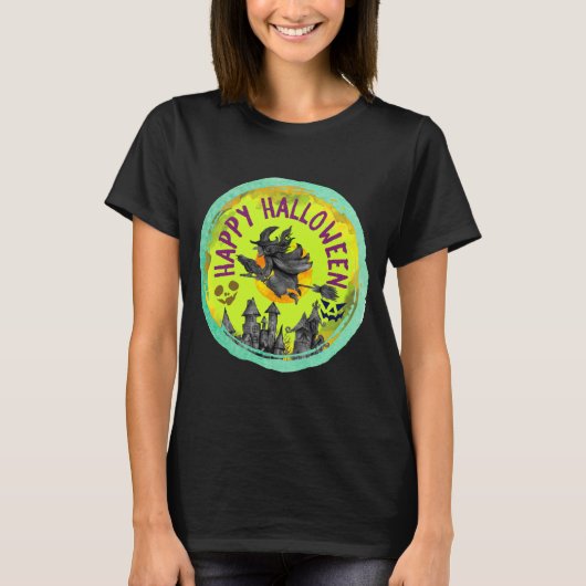 Lime green Happy Halloween T-shirt (Voorkant)