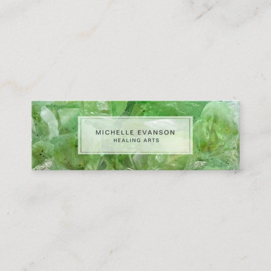 Lime Green Healing Arts Crystal Boho Mini Visitekaartje (Voorkant)