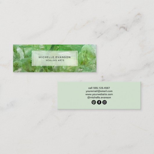 Lime Green Healing Arts Crystal Boho Mini Visitekaartje (Voorkant / Achterkant)
