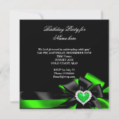 Lime Green Heart Black Bow Afbeelding Birthday Par Kaart (Achterkant)
