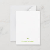 Lime Green Heart en Name Notitiekaartje (Voorkant)