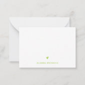 Lime Green Heart en Name Notitiekaartje (Voorkant)