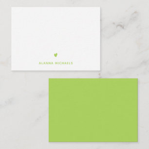 Lime Green Heart en Name Notitiekaartje