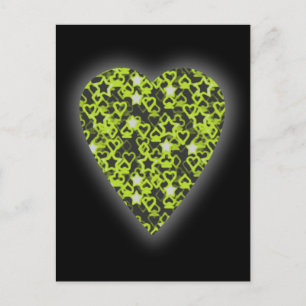 Lime Green Heart. Geoctrooieerd ontwerp van het ha Briefkaart