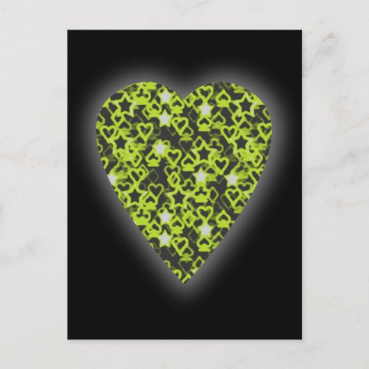 Lime Green Heart. Geoctrooieerd ontwerp van het ha Briefkaart (Voorkant)
