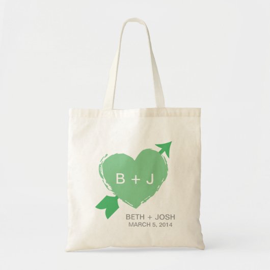 Lime Green Heart Illustration Canvas tas (Voorkant)