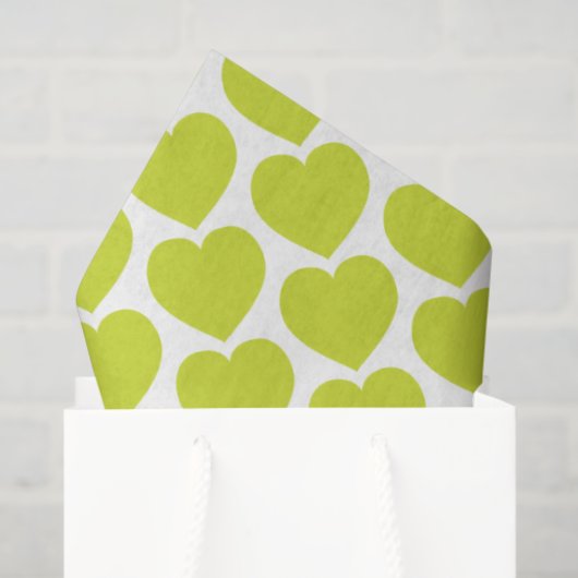 Lime Green Hearts Modern Sweet Love Notes Fun Tissuepapier (Cadeauzakje)