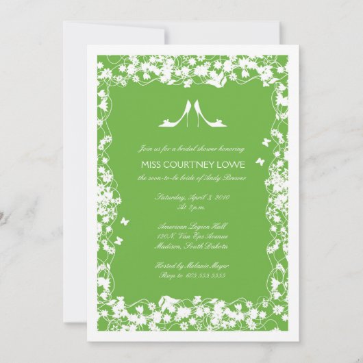 Lime Green Heels Bridal Shower Invitation Kaart (Voorkant)