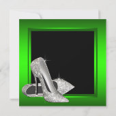 Lime Green High Heels Vrouwen Verjaardagsfeest Kaart (Achterkant)
