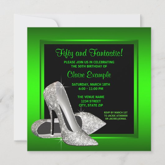 Lime Green High Heels Vrouwen Verjaardagsfeest Kaart (Voorkant)