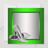Lime Green High Heels Vrouwen Verjaardagsfeest Kaart (Achterkant)