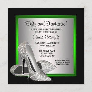 Lime Green High Heels Womans Birthday Party Kaart