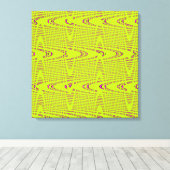 Lime Green Hot Pink Modern Geometrische Golfpatroo Canvas Afdruk (Insitu (Houten vloer))