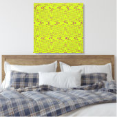 Lime Green Hot Pink Modern Geometrische Golfpatroo Canvas Afdruk (Insitu (Slaapkamer))