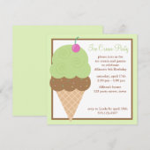 Lime Green Ice Cream Cone Birthday Party Kaart (Voorkant / Achterkant)
