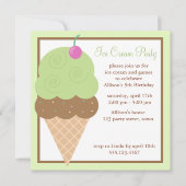 Lime Green Ice Cream Cone Birthday Party Kaart (Voorkant)