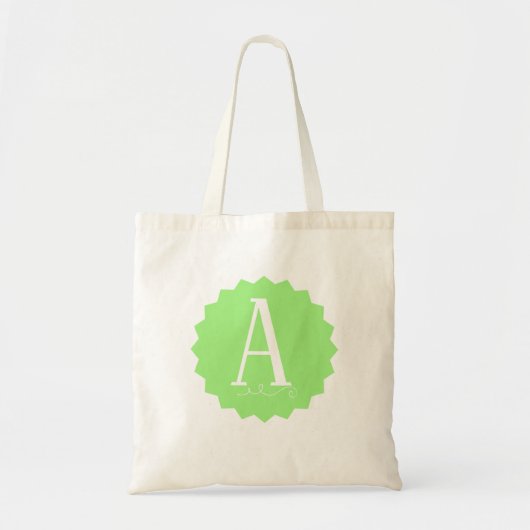 Lime Green Initial Tote Bag (Voorkant)