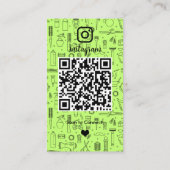 Lime Green Instagram Kapsalon QR Visitekaartje (Achterkant)