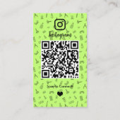 Lime Green Instagram Nagelstudio QR-code Visitekaartje (Achterkant)