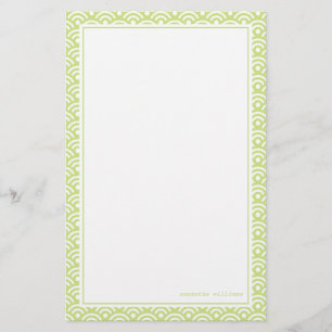 Lime Green Japans Seigaiha Pattern Briefpapier