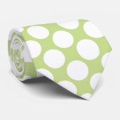 Lime Green Jumbo Polka Dots Custom Necktie Stropdas (Opgerold)