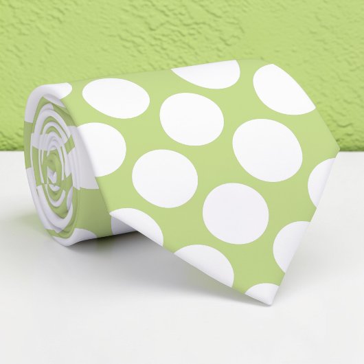 Lime Green Jumbo Polka Dots Custom Necktie Stropdas