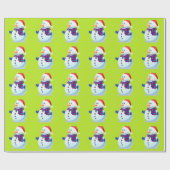 Lime Green-kerstsnowman-omslagpapier Cadeaupapier (Vlak)