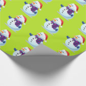 Lime Green-kerstsnowman-omslagpapier Cadeaupapier (Hoek)