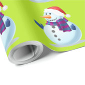 Lime Green-kerstsnowman-omslagpapier Cadeaupapier (Rol Hoek)