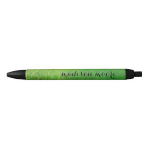 Lime Green Kiwi Toned Blauwgroen Mandala Kaleidosc Zwarte Inkt Pen