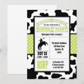 Lime Green Koeienhuid Cowboy Birthday Uitnodiging (Voorkant / Achterkant)