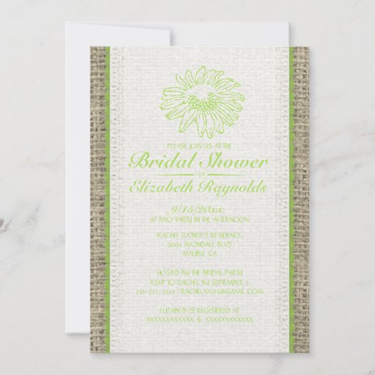Lime Green Lace Bridal Shower Invitations Kaart (Voorkant)