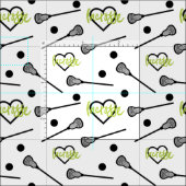 Lime Green Lacrosse Sticks and Hearts Pattern Stof (Delen)