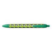 Lime Green Lawn Bowls Pattern Blauwe Inkt Pen (Achterkant)