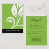Lime Green Leaf Salon Spa Gift Kaart Certificaat (Voorkant / Achterkant)