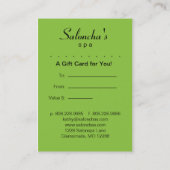 Lime Green Leaf Salon Spa Gift Kaart Certificaat (Achterkant)