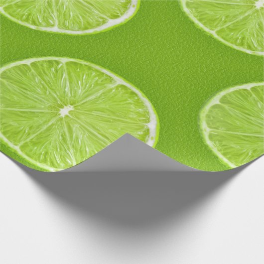 Lime Green Lemon Fruit Slice Cadeaupapier (Hoek)