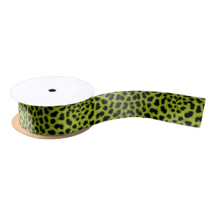 Lime Green Leopard Animal Print Ribbon Satijnen Lint
