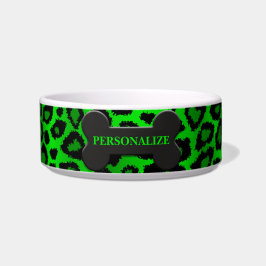 Lime Green Leopard Animal Print Voerbakje