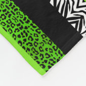 Lime Green Leopard en Zebra Animal Print Fleece Deken (Hoek)