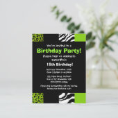 Lime Green Leopard en Zebra Animal Print Party Kaart (Staand voorkant)