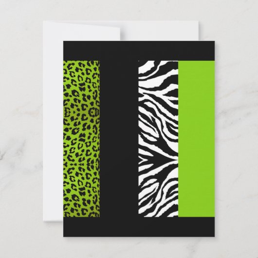 Lime Green Leopard en Zebra Animal Print Party Kaart (Achterkant)