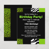 Lime Green Leopard en Zebra Animal Print Party Kaart (Voorkant / Achterkant)