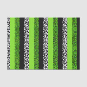 Lime Green Leopard en Zebra Animal Print Tissuepapier