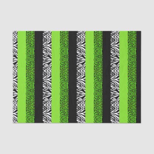 Lime Green Leopard en Zebra Animal Print Tissuepapier (Voorkant)