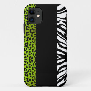 Lime Green Leopard en Zebra Custom Animal Print Case-Mate iPhone Case